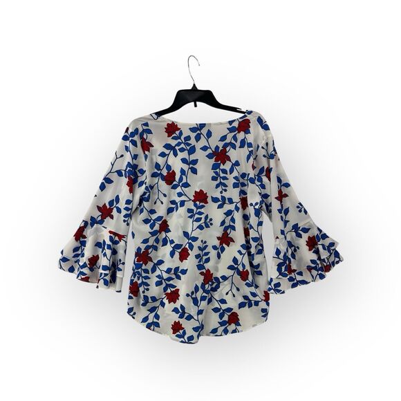 Liz Claiborne Women's Blouse Bell 3/4 Sleeve Floral Multicolor Size L, Pre-Owned - Picture 1 of 7